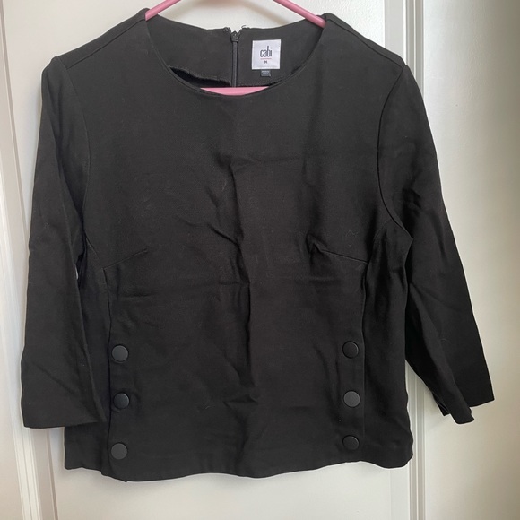 Cabi Women’s 3/4 Sleeve Black Shirt w/ Buttons Down Sides - Picture 1 of 3